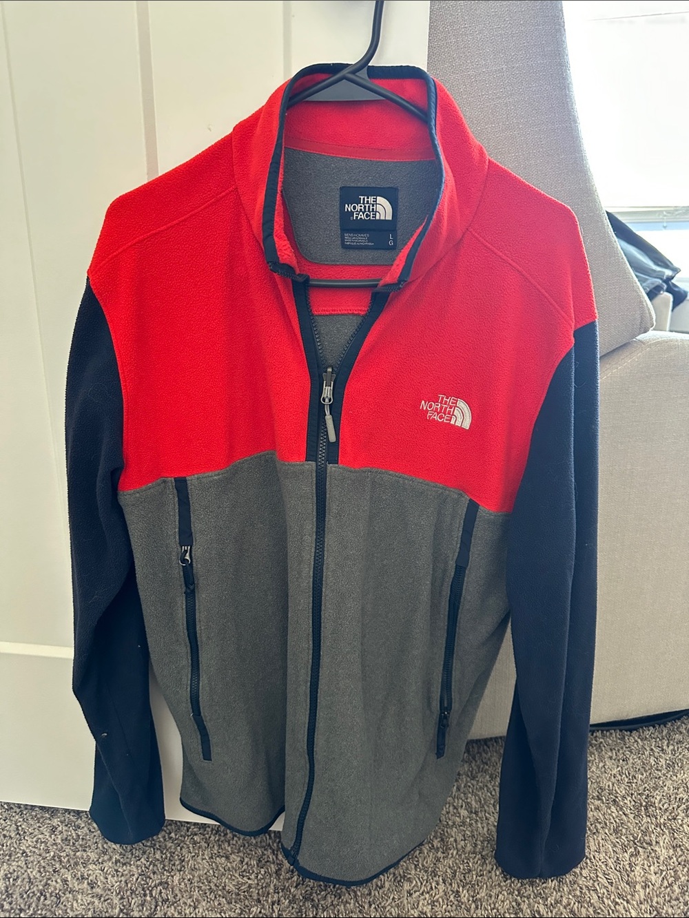 The North Face Red, Gray & Blue Colorblock Fleece Jacket